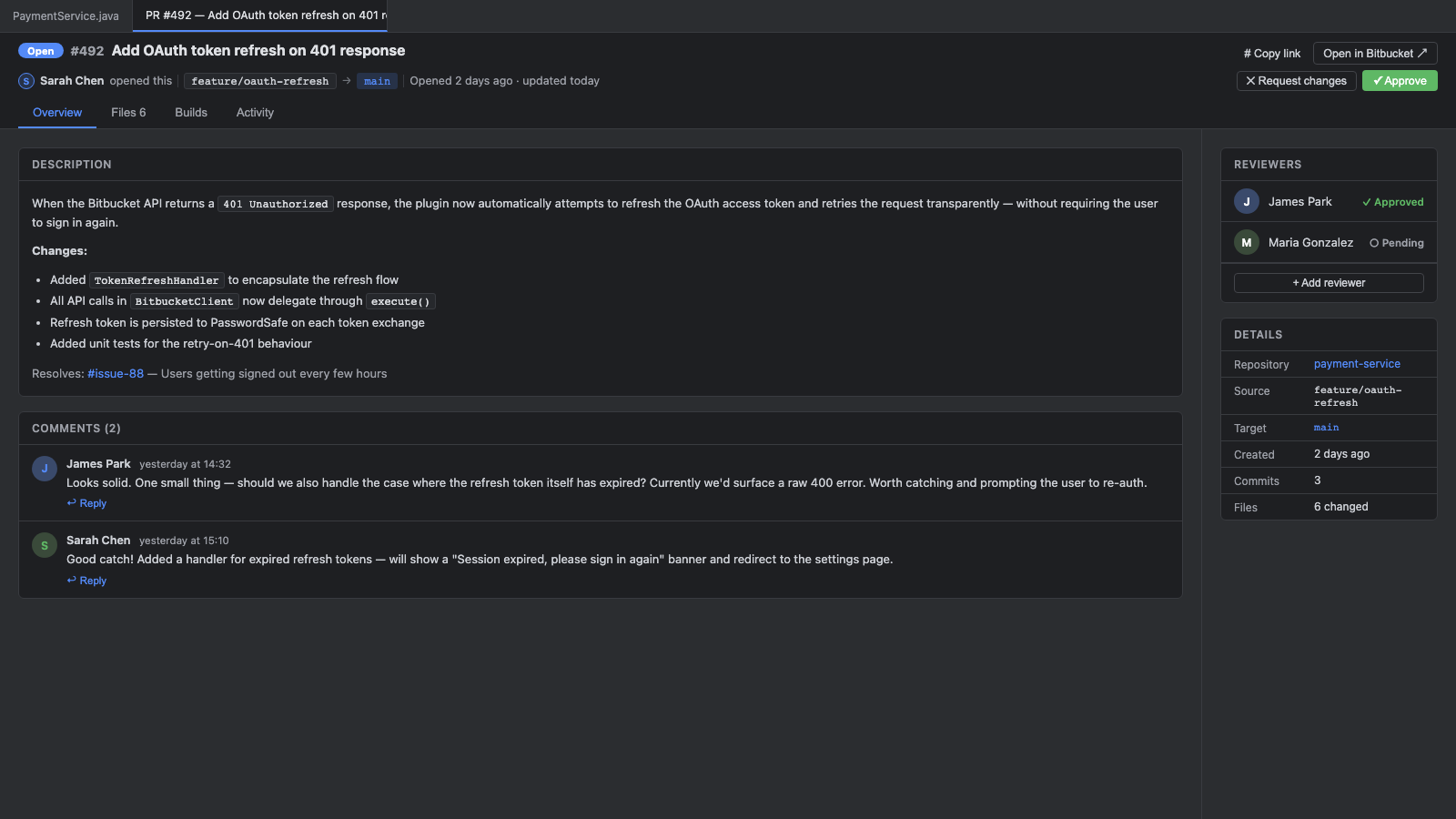 Pull Request Viewer overview tab inside IntelliJ IDEA